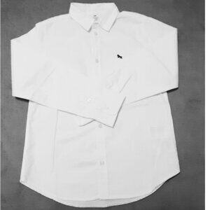 Boys' H &M Size  8 Solid White Long Sleeve Oxford Shirt Cotton